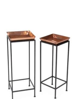 Square Nesting Plant Stands With Trays, Set Of 2 -Gardener's Supply Company 8611014 0924 tif