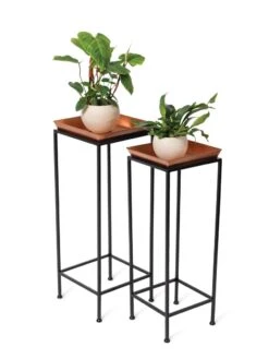 Square Nesting Plant Stands With Trays, Set Of 2 -Gardener's Supply Company 8611014 2872 tif