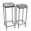Square Nesting Plant Stands With Galvanized Trays, Set Of 2