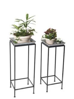 Square Nesting Plant Stands With Galvanized Trays, Set Of 2 -Gardener's Supply Company 8611976 7298 tif